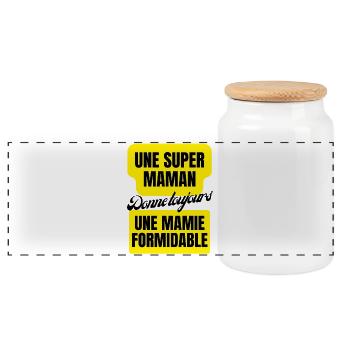 super maman, mamie formidable - Boîte à biscuits avec couvercle en bois - blanc - Devant