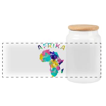 Afrika bunt - Panorama Keksdose mit Holzdeckel - Weiß - Vorne