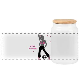 Girl Power, Soccer - Boîte à biscuits avec couvercle en bois - blanc - Devant