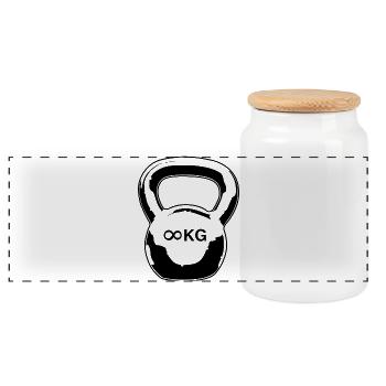 Round weight - Panoramic Cookie Jar with Wooden Lid - white - Front