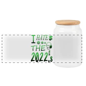 Ich hasse 2022 - Panorama Keksdose mit Holzdeckel - Weiß - Vorne