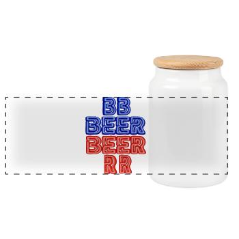 BIER - Panorama Keksdose mit Holzdeckel - Weiß - Vorne