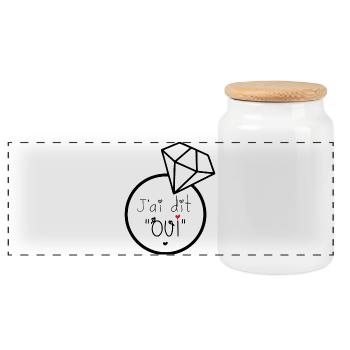 JaiditOui Engagement Romantique - Boîte à biscuits avec couvercle en bois - blanc - Devant