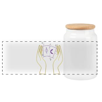 Magic hands with tarot cards - Panoramic Cookie Jar with Wooden Lid - white - Front
