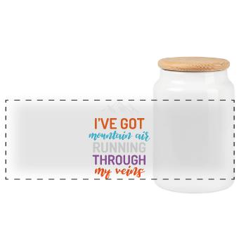 I've Got Mountain Air Running Through My Veins - Panoramic Cookie Jar with Wooden Lid - white - Front