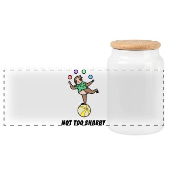 Funny Sloth Mammal Animal Zoo Statement - Panoramic Cookie Jar with Wooden Lid - white - Front