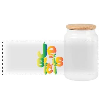 I'm here - Panoramic Cookie Jar with Wooden Lid - white - Front
