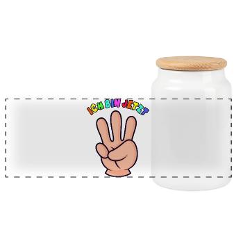Ich bin Jetzt 3 Jahre alt Hand Finger - Panorama Keksdose mit Holzdeckel - Weiß - Vorne
