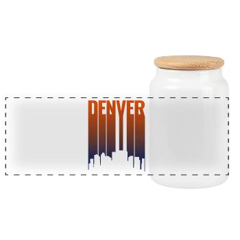 Denver Skyline Farbverlauf - Panorama Keksdose mit Holzdeckel - Weiß - Vorne