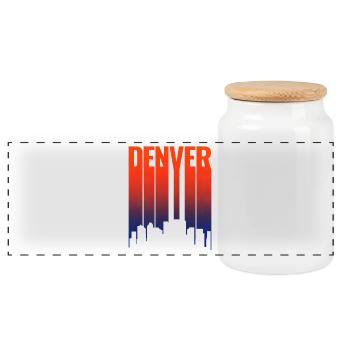 Denver Skyline Sunset Gradient - Panoramic Cookie Jar with Wooden Lid - white - Front