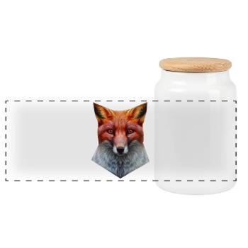 Fox's Head - Panoramic Cookie Jar with Wooden Lid - white - Front