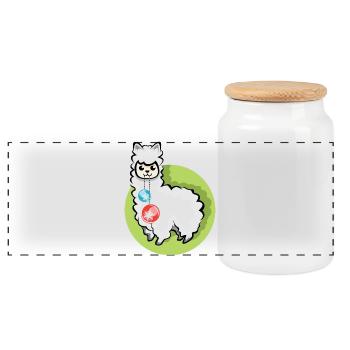 alpaca xmas balls christmas llama symbol alpaca - Panoramic Cookie Jar with Wooden Lid - white - Front