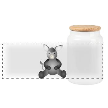 goldiger grauer Esel für Tierfreunde ein Must Have - Panorama Keksdose mit Holzdeckel - Weiß - Vorne