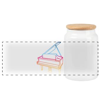 Wing Drawing - Panoramic Cookie Jar with Wooden Lid - white - Front