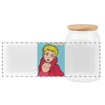 Königin ohne König Pop-Art - Panorama Keksdose mit Holzdeckel - Weiß - Vorne
