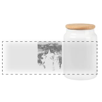 Three witches - Panoramic Cookie Jar with Wooden Lid - white - Front