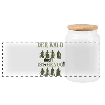 der wald ist doch genug - Panorama Keksdose mit Holzdeckel - Weiß - Vorne
