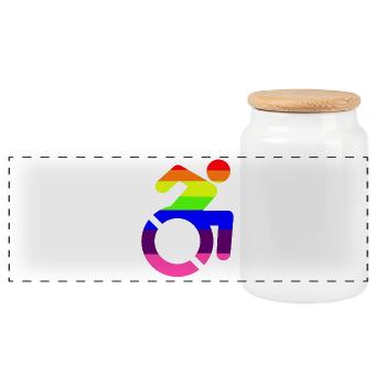Rollstuhl LGBTQ-Symbol für Männer # - Panorama Keksdose mit Holzdeckel - Weiß - Vorne