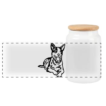 Australian Cattle Dog - Panoramic Cookie Jar with Wooden Lid - white - Front