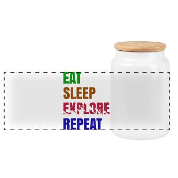 Nature Experience Hikers Hiking Statement Mountains - Panoramic Cookie Jar with Wooden Lid - white - Front