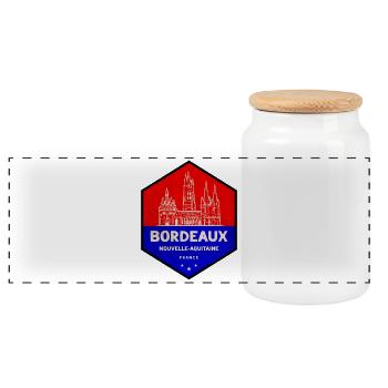 Blason de Bordeaux Rouge Bleu - Boîte à biscuits avec couvercle en bois - blanc - Devant