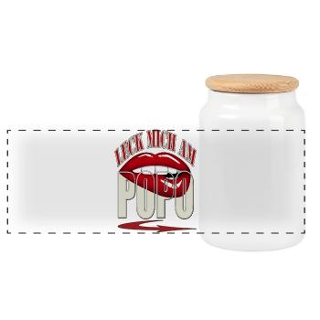lèche-moi sur POPO - lèvres rouges flèche buccale rouge - Boîte à biscuits avec couvercle en bois - blanc - Devant
