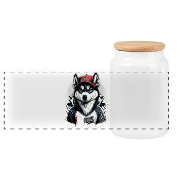 huskies baseball - Boîte à biscuits avec couvercle en bois - blanc - Devant