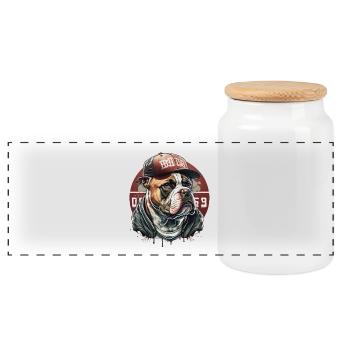 Bulldog Streetwear-Mütze - Panorama Keksdose mit Holzdeckel - Weiß - Vorne
