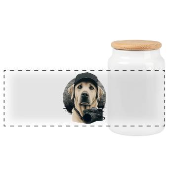 Labrador photographe - Boîte à biscuits avec couvercle en bois - blanc - Devant
