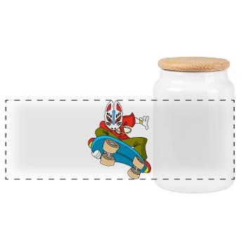 Renard étrange en skateboard - Boîte à biscuits avec couvercle en bois - blanc - Devant