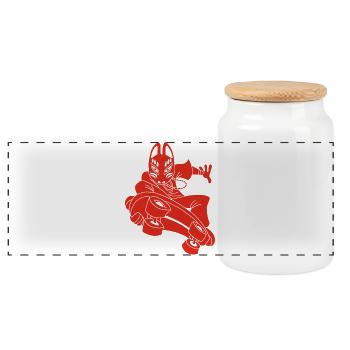 Renard rouge étrange en skateboard - Boîte à biscuits avec couvercle en bois - blanc - Devant