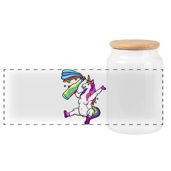 funny LGPT unicorn, colorful unicorn, rainbow - Panoramic Cookie Jar with Wooden Lid - white - Front