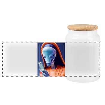 Alien Selfie Streetwear - Boîte à biscuits avec couvercle en bois - blanc - Devant