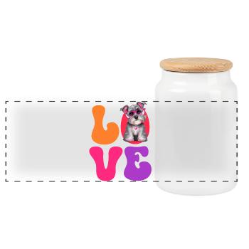 Hund Schnauzer Zwergschnauzer - Panorama Keksdose mit Holzdeckel - Weiß - Vorne
