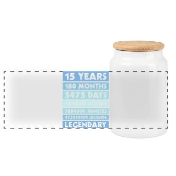 15 years legendary - Anniversary - Company - Anniversary - Panoramic Cookie Jar with Wooden Lid - white - Front