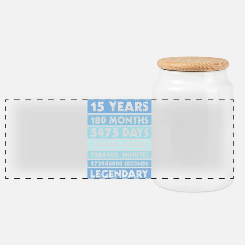 15 ans légendaire - Anniversaire - Entreprise - Anniversaire - Boîte à biscuits avec couvercle en bois - blanc