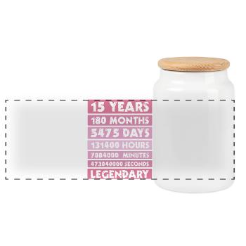 15 years legendary - Anniversary - Company - Anniversary - Panoramic Cookie Jar with Wooden Lid - white - Front