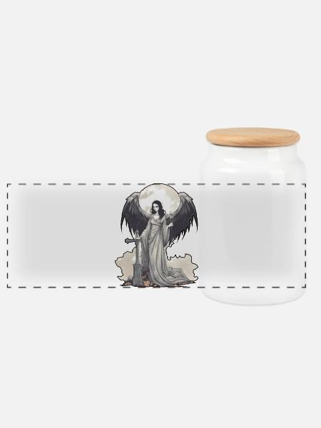 Dark Angel - Panorama Keksdose mit Holzdeckel - Weiß