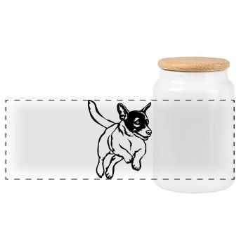 Jack Russell Terrier - Boîte à biscuits avec couvercle en bois - blanc - Devant