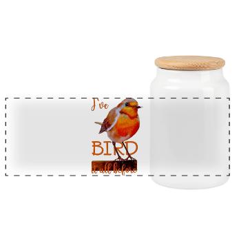 Robin oiseau mignon Oiseau tout avant - Boîte à biscuits avec couvercle en bois - blanc - Devant