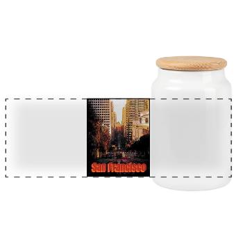 San Francisco city - Panorama Keksdose mit Holzdeckel - Weiß - Vorne