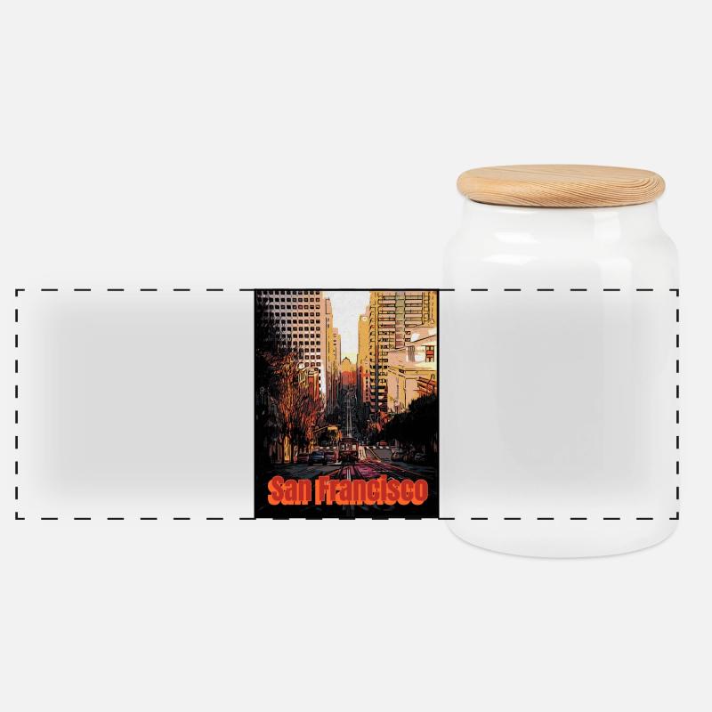 San Francisco city - Panorama Keksdose mit Holzdeckel - Weiß