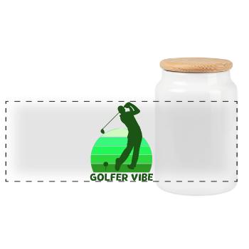 Golf, Golfer, Golfer Vibe - Panoramic Cookie Jar with Wooden Lid - white - Front
