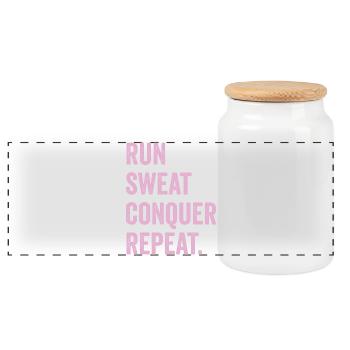Courir. Sueur. Conquérir. Répéter. - Boîte à biscuits avec couvercle en bois - blanc - Devant