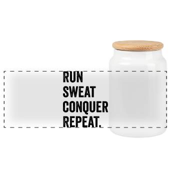Courir. Sueur. Conquérir. Répéter. - Boîte à biscuits avec couvercle en bois - blanc - Devant