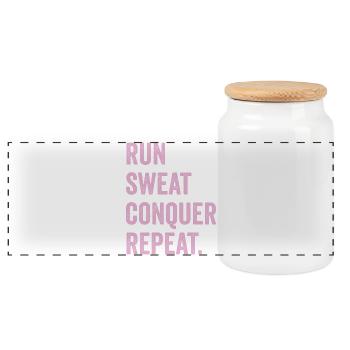 Courir. Sueur. Conquérir. Répéter. - Boîte à biscuits avec couvercle en bois - blanc - Devant