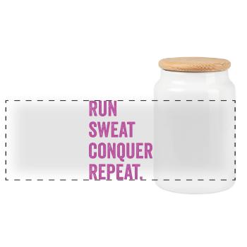 Courir. Sueur. Conquérir. Répéter. - Boîte à biscuits avec couvercle en bois - blanc - Devant