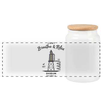 Phare de Dorum Neufeld, côte allemande de la mer du Nord - Boîte à biscuits avec couvercle en bois - blanc - Devant