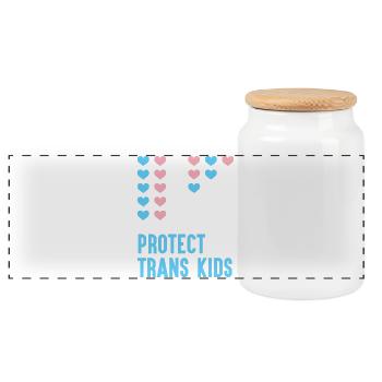 LGBT Pride Month - Trans-Kinder schützen - Panorama Keksdose mit Holzdeckel - Weiß - Vorne
