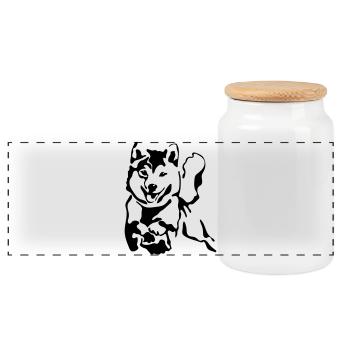 Shiba Inu - Panorama Keksdose mit Holzdeckel - Weiß - Vorne